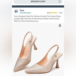 Trary Slingback Heels for Women Pointed Toe Pumps Shoes 3.2inch High Heel